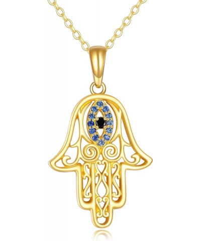 14K Solid Gold Hamsa Necklace for Women Gold Evil Eye Jewelry Gifts for Her $104.12 Necklaces