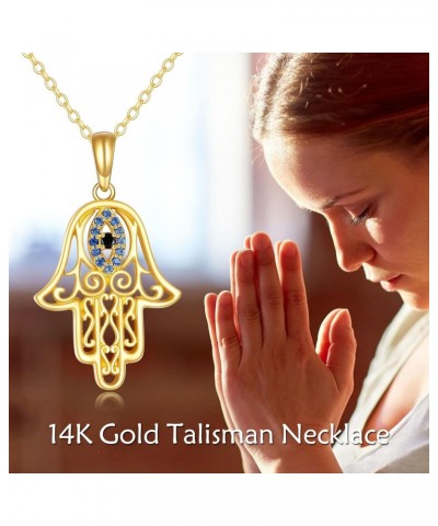 14K Solid Gold Hamsa Necklace for Women Gold Evil Eye Jewelry Gifts for Her $104.12 Necklaces