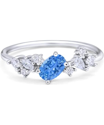 4mm Art Deco Wedding Band Ring Oval Marquise Round Simulated Cubic Zirconia 925 Sterling Silver Simulated Blue Topaz CZ $9.43...