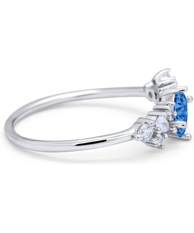 4mm Art Deco Wedding Band Ring Oval Marquise Round Simulated Cubic Zirconia 925 Sterling Silver Simulated Blue Topaz CZ $9.43...