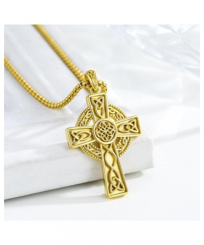 Celtic Cross Necklace 925 Sterling Silver Cross Pendant Necklace Celtic Viking Irish Jewelry Religious Protective Gift For Me...