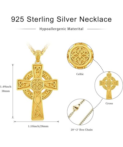 Celtic Cross Necklace 925 Sterling Silver Cross Pendant Necklace Celtic Viking Irish Jewelry Religious Protective Gift For Me...