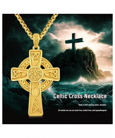 Celtic Cross Necklace 925 Sterling Silver Cross Pendant Necklace Celtic Viking Irish Jewelry Religious Protective Gift For Me...