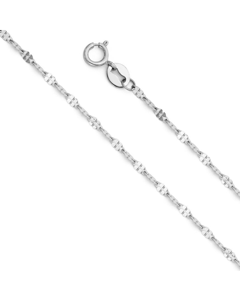 14k REAL Yellow OR White Gold Solid 1.5mm Twisted Mirror Chain Necklace with Spring Ring Clasp White Gold 20.0 Inches $43.68 ...