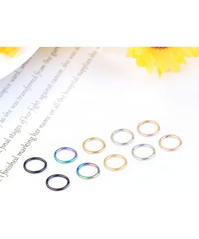 10Pcs 16G 18G Stainless Steel Hinged Clicker Segment Nose Rings Hoop Helix Cartilage Daith Tragus Sleeper Earrings 8-12MM Imp...