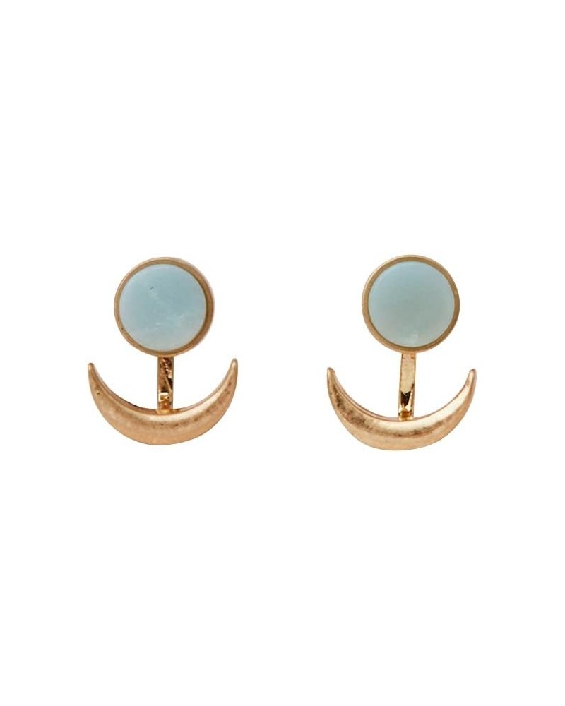 Stone Moon Phase Ear Jacket - Amazonite/Gold $11.50 Earrings