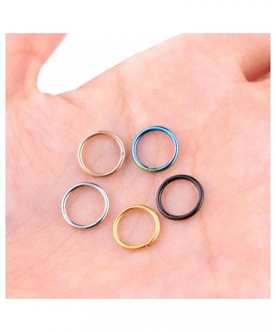 10Pcs 16G 18G Stainless Steel Hinged Clicker Segment Nose Rings Hoop Helix Cartilage Daith Tragus Sleeper Earrings 8-12MM Imp...