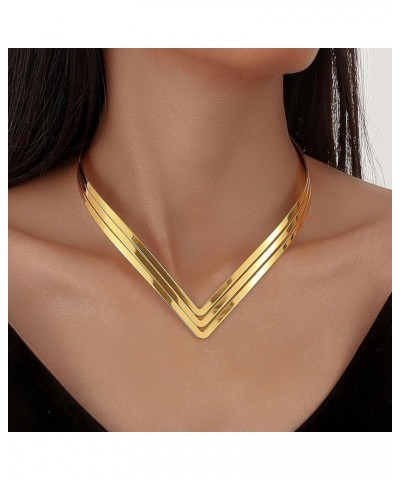 Chunky Gold Necklace Gold Necklace for Women Chunky Gold Choker Necklace Gold Statement Necklace Exaggerated Ethnic Big State...