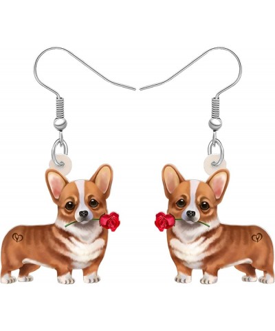 Acrylic Sweet Corgis Dog Dangle Earrings Drop Animal Ornaments Jewelry For Women Girl Gift Charm Accessories Valentine's Styl...