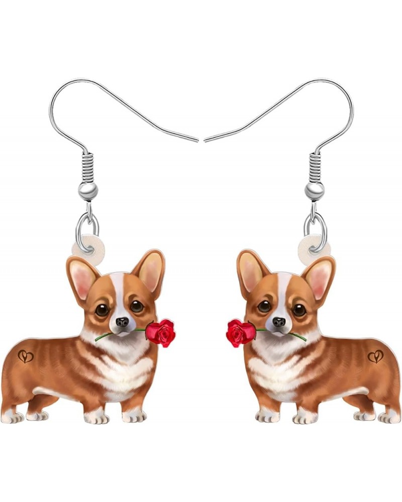 Acrylic Sweet Corgis Dog Dangle Earrings Drop Animal Ornaments Jewelry For Women Girl Gift Charm Accessories Valentine's Styl...