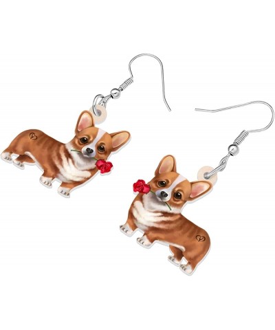 Acrylic Sweet Corgis Dog Dangle Earrings Drop Animal Ornaments Jewelry For Women Girl Gift Charm Accessories Valentine's Styl...