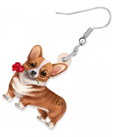 Acrylic Sweet Corgis Dog Dangle Earrings Drop Animal Ornaments Jewelry For Women Girl Gift Charm Accessories Valentine's Styl...