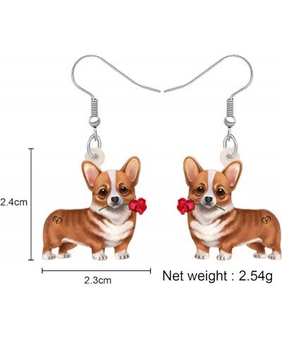 Acrylic Sweet Corgis Dog Dangle Earrings Drop Animal Ornaments Jewelry For Women Girl Gift Charm Accessories Valentine's Styl...