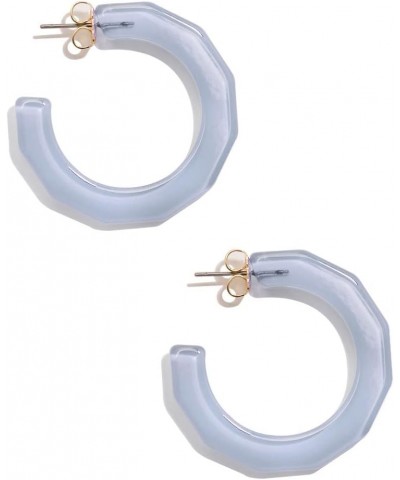 Colorful Resin Acrylic Textured Flat Hoop Earring for Women Girls Light Blue $13.86 Earrings