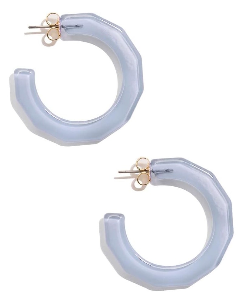 Colorful Resin Acrylic Textured Flat Hoop Earring for Women Girls Light Blue $13.86 Earrings