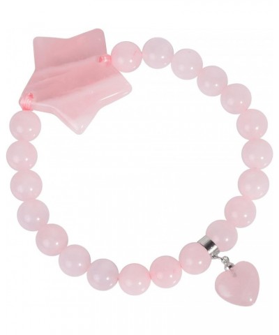 Crystal Bracelet for Women Healing Stone Bracelet 8mm Beads Energy Heart Charm Jewelry Star & Rose Quartz $10.35 Bracelets