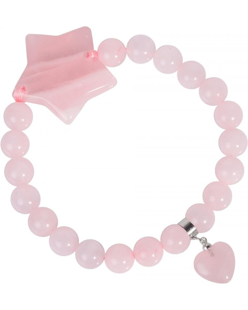 Crystal Bracelet for Women Healing Stone Bracelet 8mm Beads Energy Heart Charm Jewelry Star & Rose Quartz $10.35 Bracelets