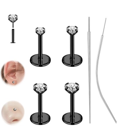 20G/18G Threadless Push in Nose Studs Flat Back Earrings Stud Surgical Steel Labret Tragus Monroe Lip Helix Cartilage Earring...