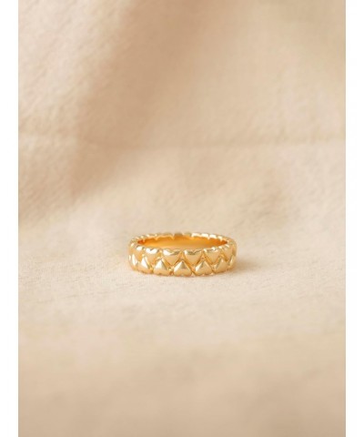 Gold Heart Ring for Women Double Row 14K Gold Plated Minimalist Stack 5MM Wide Band Finger Jewelry Size 6-8 $9.68 Rings