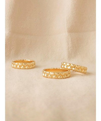 Gold Heart Ring for Women Double Row 14K Gold Plated Minimalist Stack 5MM Wide Band Finger Jewelry Size 6-8 $9.68 Rings