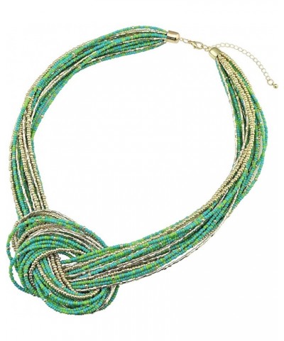 Statement Beaded Multilayer Chunky Bib Knot Necklace for Women Greenery $10.39 Necklaces