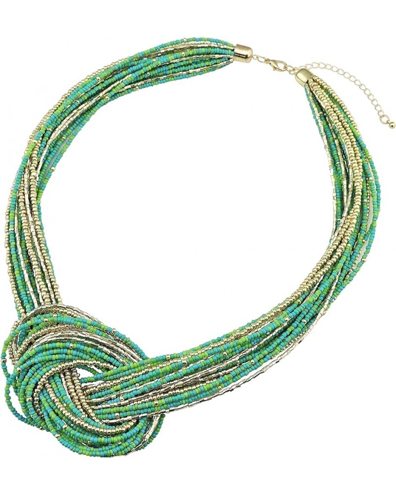 Statement Beaded Multilayer Chunky Bib Knot Necklace for Women Greenery $10.39 Necklaces