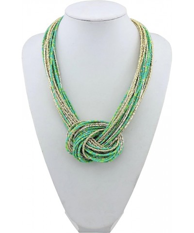 Statement Beaded Multilayer Chunky Bib Knot Necklace for Women Greenery $10.39 Necklaces