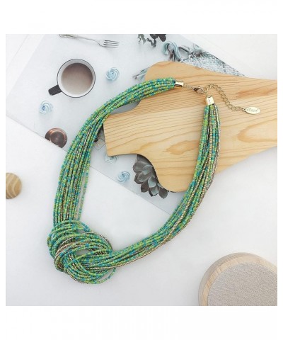 Statement Beaded Multilayer Chunky Bib Knot Necklace for Women Greenery $10.39 Necklaces