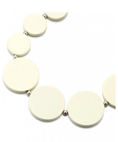 White Wood Circle Disc Beads Chain Choker Collar Statement Necklace, Dress Party Event, Unique $11.39 Necklaces