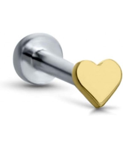 Titanium Labret Monroe Ear Cartilage Threadless Push Pin Nose Stud Heart Choose Your Color, Size & Gauge Gold-Tone-20G-5/16" ...