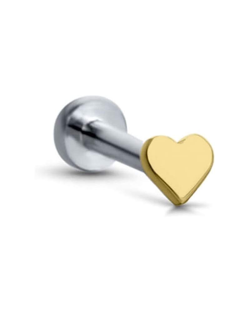 Titanium Labret Monroe Ear Cartilage Threadless Push Pin Nose Stud Heart Choose Your Color, Size & Gauge Gold-Tone-20G-5/16" ...