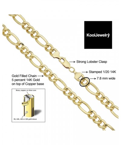 14k Yellow Gold Filled Solid Figaro Link Chain Necklace for Men and Women (3.3 mm, 4.2 mm, 5.2 mm, 6 mm, 7.8 mm or 8.6 mm) 30...