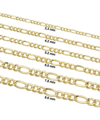 14k Yellow Gold Filled Solid Figaro Link Chain Necklace for Men and Women (3.3 mm, 4.2 mm, 5.2 mm, 6 mm, 7.8 mm or 8.6 mm) 30...