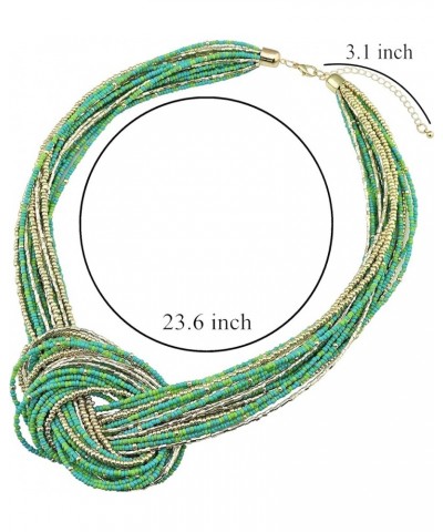 Statement Beaded Multilayer Chunky Bib Knot Necklace for Women Greenery $10.39 Necklaces