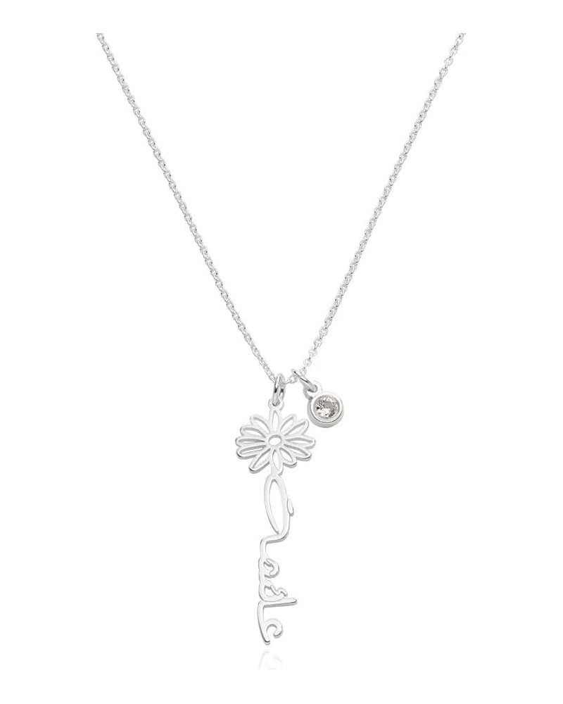 Personalzed Blooming Birth Flower Arabic Name Necklace with Diamond/Cubic Zirconia - Custom Nameplate for Her, Women - Dainty...