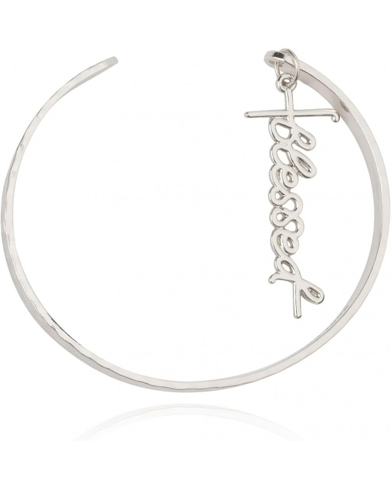 Howard's Inspirational Nina Blessed Charm Cuff Bracelet for Women Silver $12.60 Bracelets