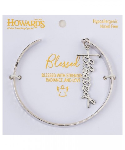 Howard's Inspirational Nina Blessed Charm Cuff Bracelet for Women Silver $12.60 Bracelets