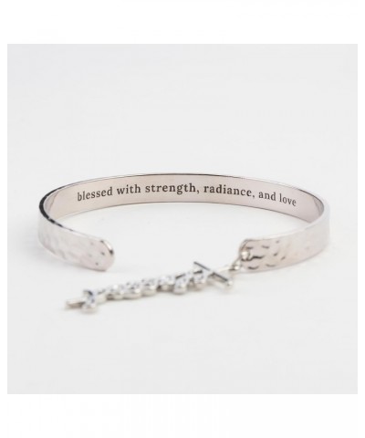 Howard's Inspirational Nina Blessed Charm Cuff Bracelet for Women Silver $12.60 Bracelets