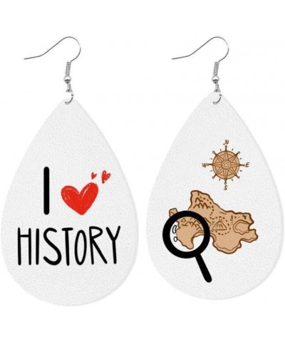 Music Math History Art Life Chemistry Geography Teacher Study Leather Teardrop Earrings Class Subject Colorful Swirl Drop Dan...