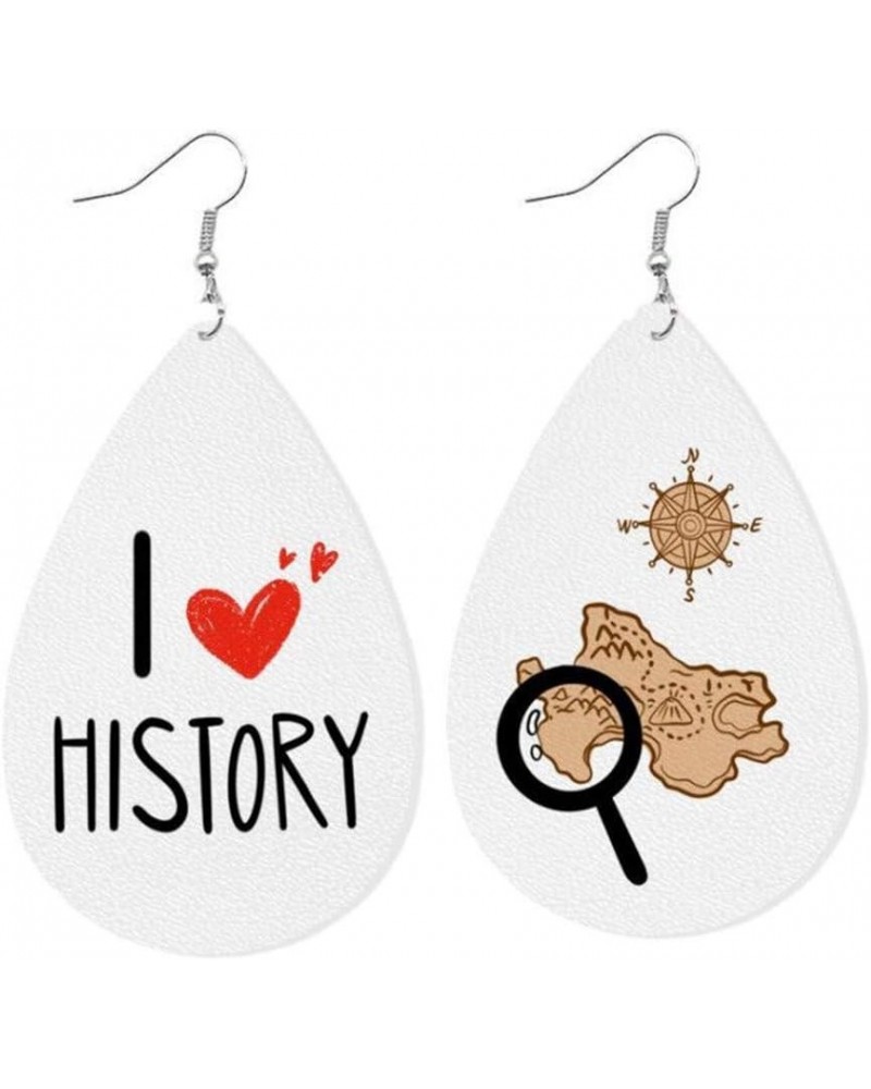 Music Math History Art Life Chemistry Geography Teacher Study Leather Teardrop Earrings Class Subject Colorful Swirl Drop Dan...