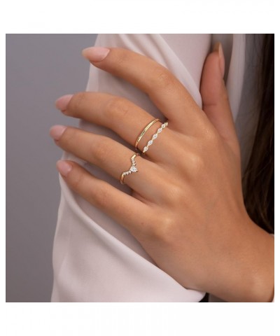 Stackable Gold Rings for Women, Dainty Trendy Ring Set 14k Gold Plated Cubic Zirconia Rings Thin Wedding Rings for Women Non ...