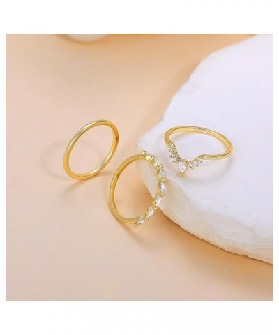 Stackable Gold Rings for Women, Dainty Trendy Ring Set 14k Gold Plated Cubic Zirconia Rings Thin Wedding Rings for Women Non ...