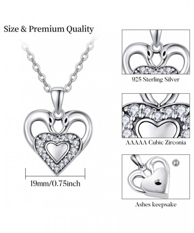 Mother Day Gift Heart Shape Swan Urn Necklace, 925 Sterling Silver Cremation Jewelry for Ashes, Humen Pet Ashes Keepsake, Urn...