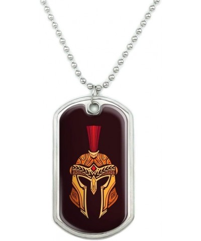 Trojan Greek Spartan Warrior Helmet Gold And Red Military Dog Tag Pendant Necklace with Chain $9.85 Necklaces