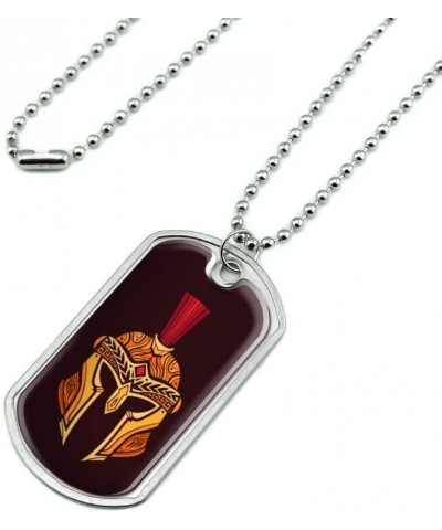 Trojan Greek Spartan Warrior Helmet Gold And Red Military Dog Tag Pendant Necklace with Chain $9.85 Necklaces