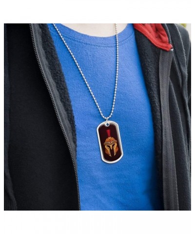 Trojan Greek Spartan Warrior Helmet Gold And Red Military Dog Tag Pendant Necklace with Chain $9.85 Necklaces