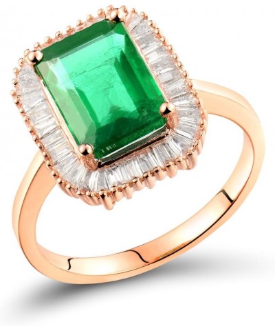 Solid 14K Rose Yellow Gold Natural Emerald Rings Engagement Wedding Diamond Band for Women Promotion Emerald $446.04 Rings