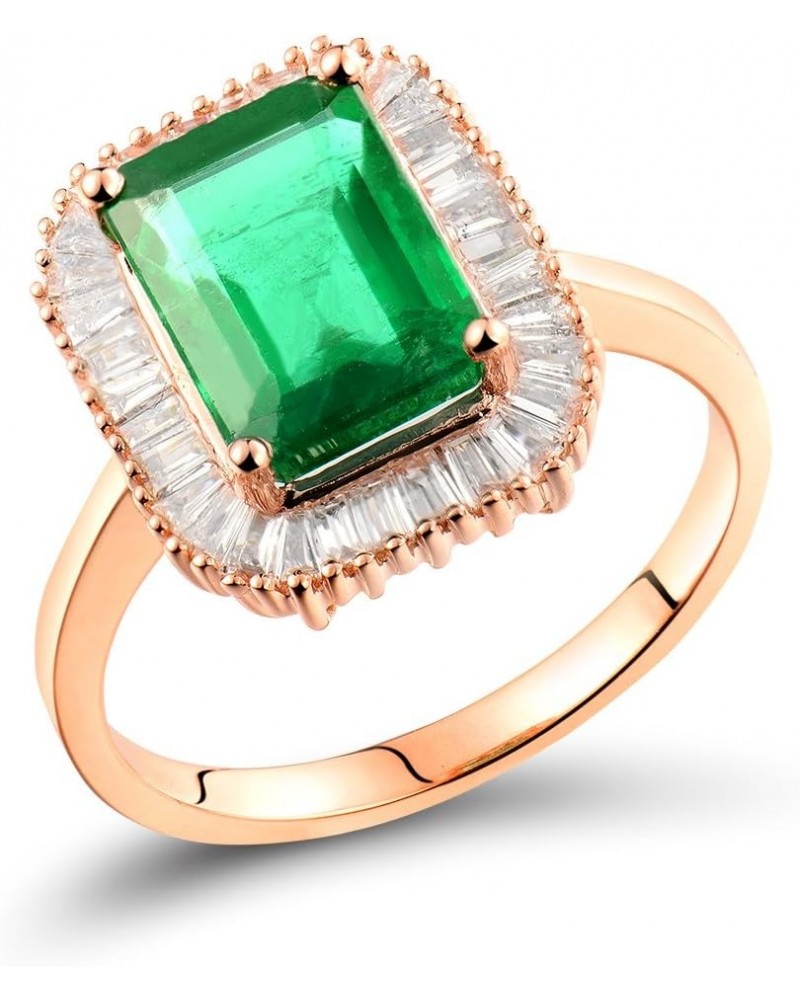 Solid 14K Rose Yellow Gold Natural Emerald Rings Engagement Wedding Diamond Band for Women Promotion Emerald $446.04 Rings