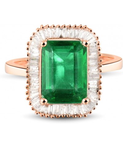 Solid 14K Rose Yellow Gold Natural Emerald Rings Engagement Wedding Diamond Band for Women Promotion Emerald $446.04 Rings