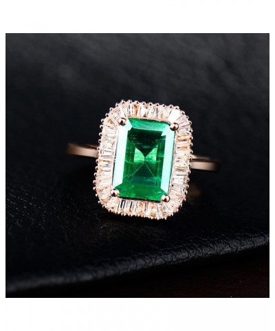 Solid 14K Rose Yellow Gold Natural Emerald Rings Engagement Wedding Diamond Band for Women Promotion Emerald $446.04 Rings